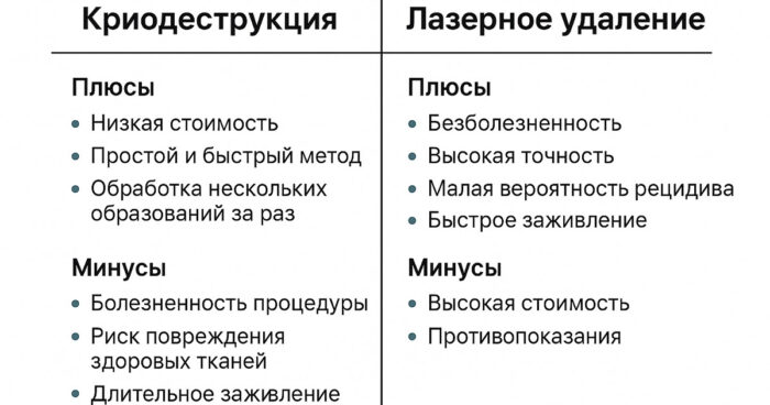 Удаление папиллом лазером или азотом
