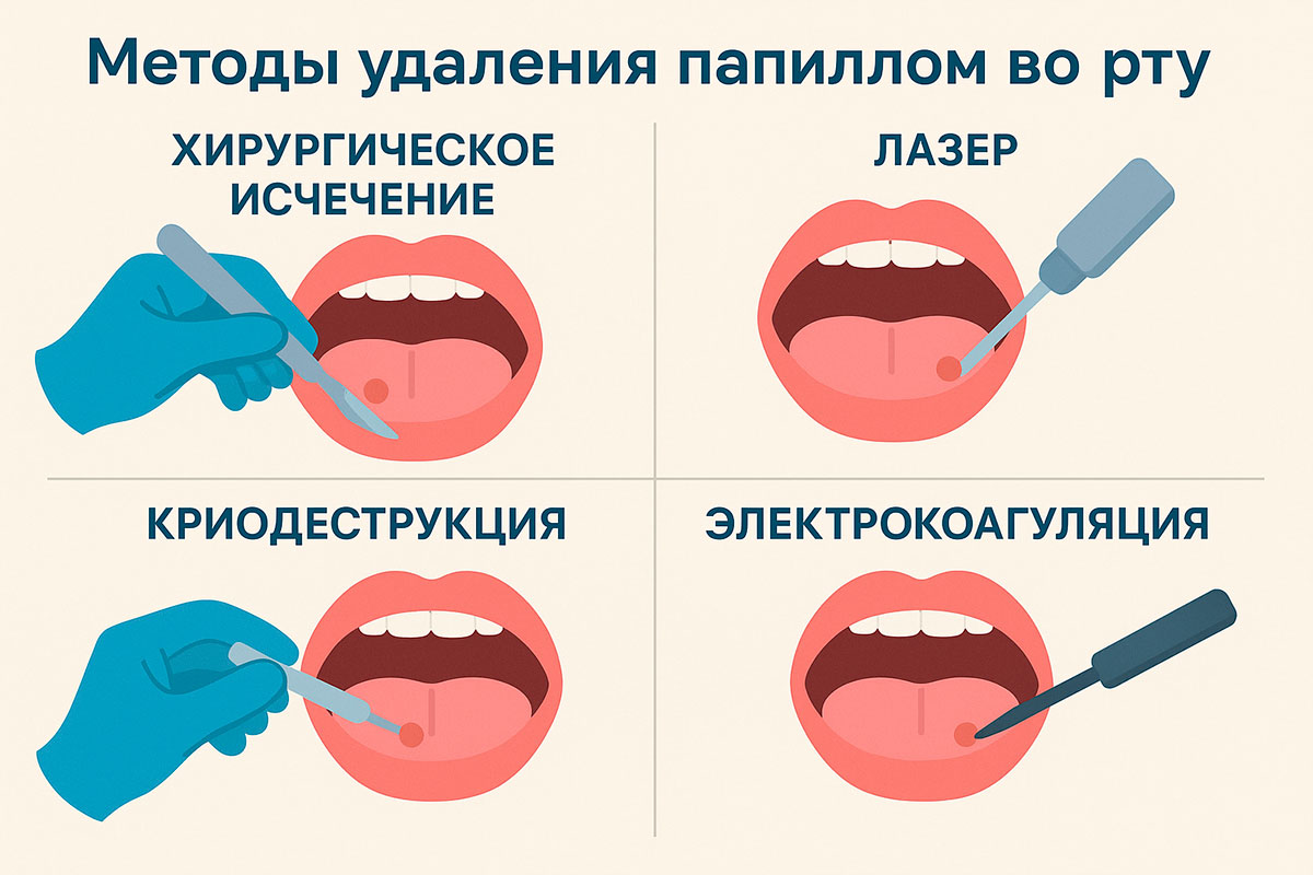 Методы удаления папиллом во рту