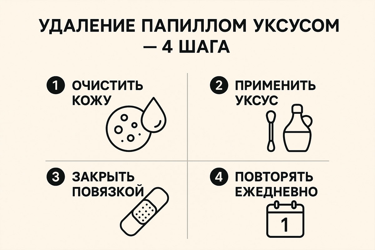 Удаление папиллом уксусной эссенцией