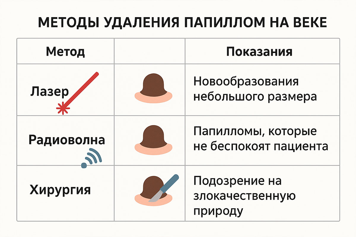 Удаление папилломы на верхнем веке отзывы