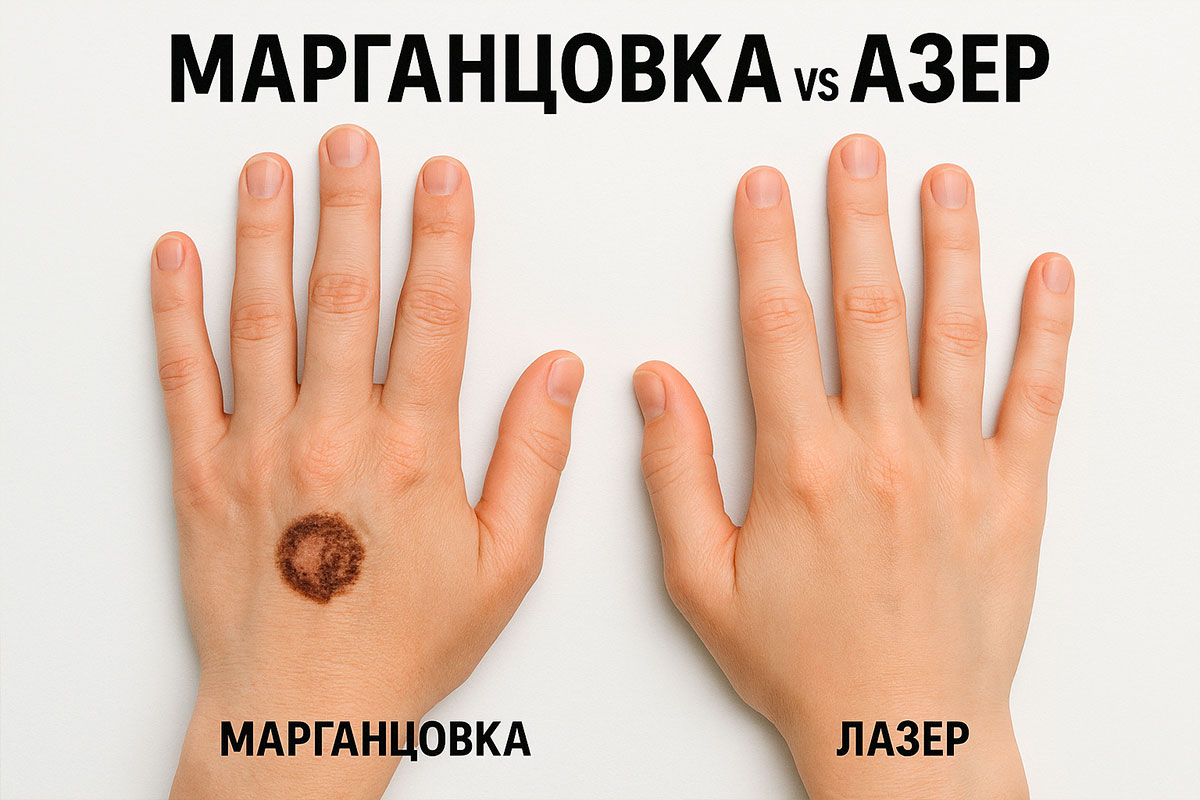 Выжечь бородавку марганцовкой