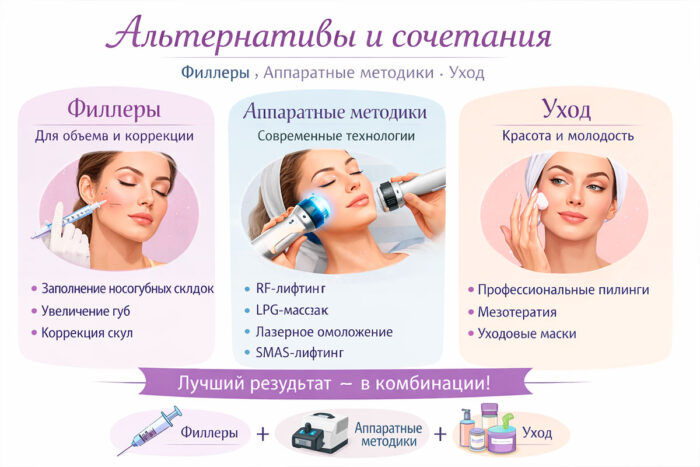 Альтернативы ботулинотерапии и сочетания