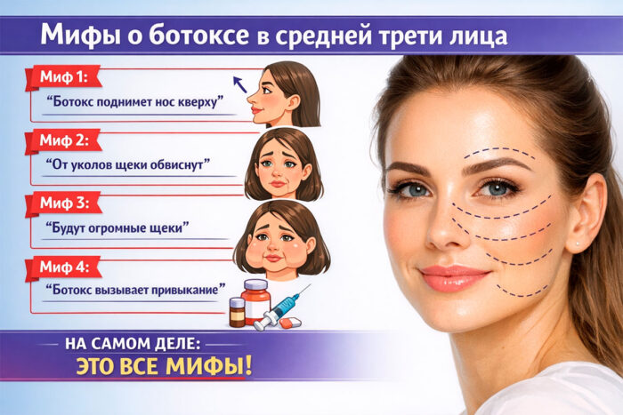 Мифы о ботоксе в средней трети лица