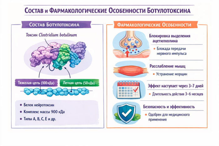 Состав и фармакологические особенности ботулотоксина