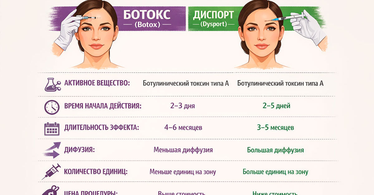Сравнение Ботокса и Диспорта