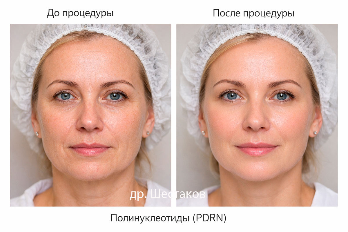 Состояние кожи до и после курса процедуры