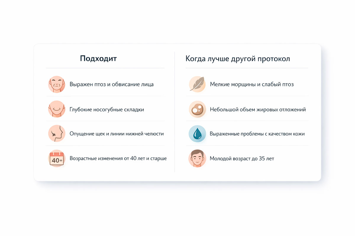 Блок критериев: кому подходит SMAS-лифтинг и когда лучше выбрать другой протокол