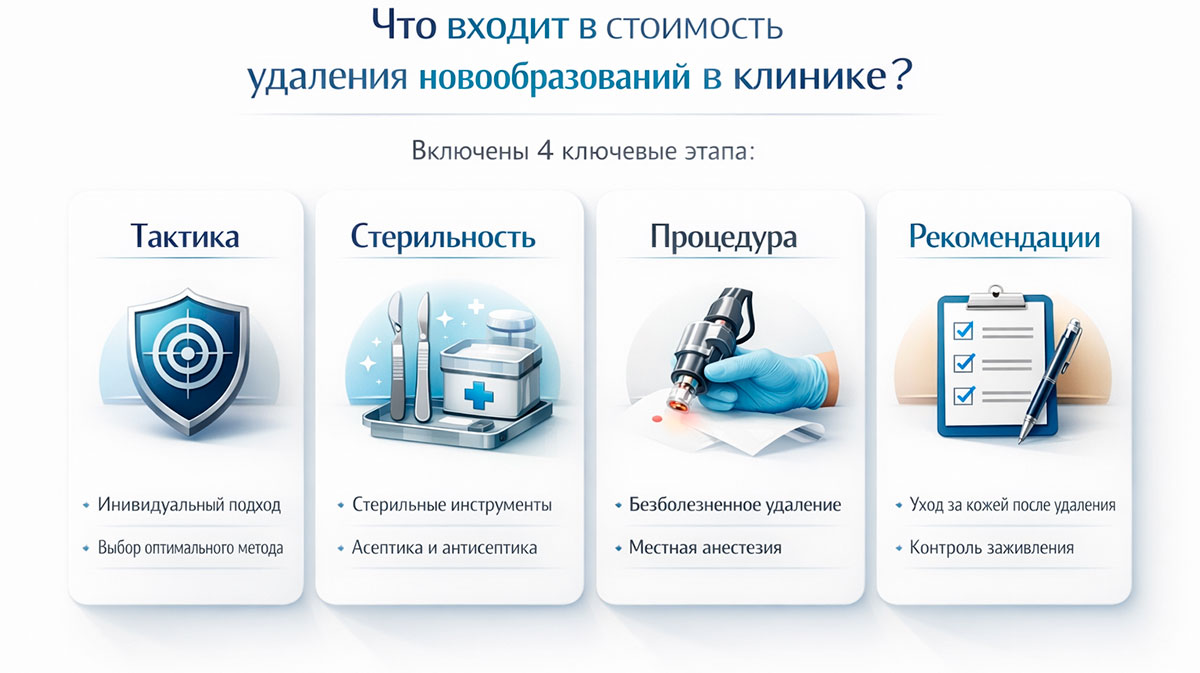 Что входит в стоимость удаления новообразований в клинике