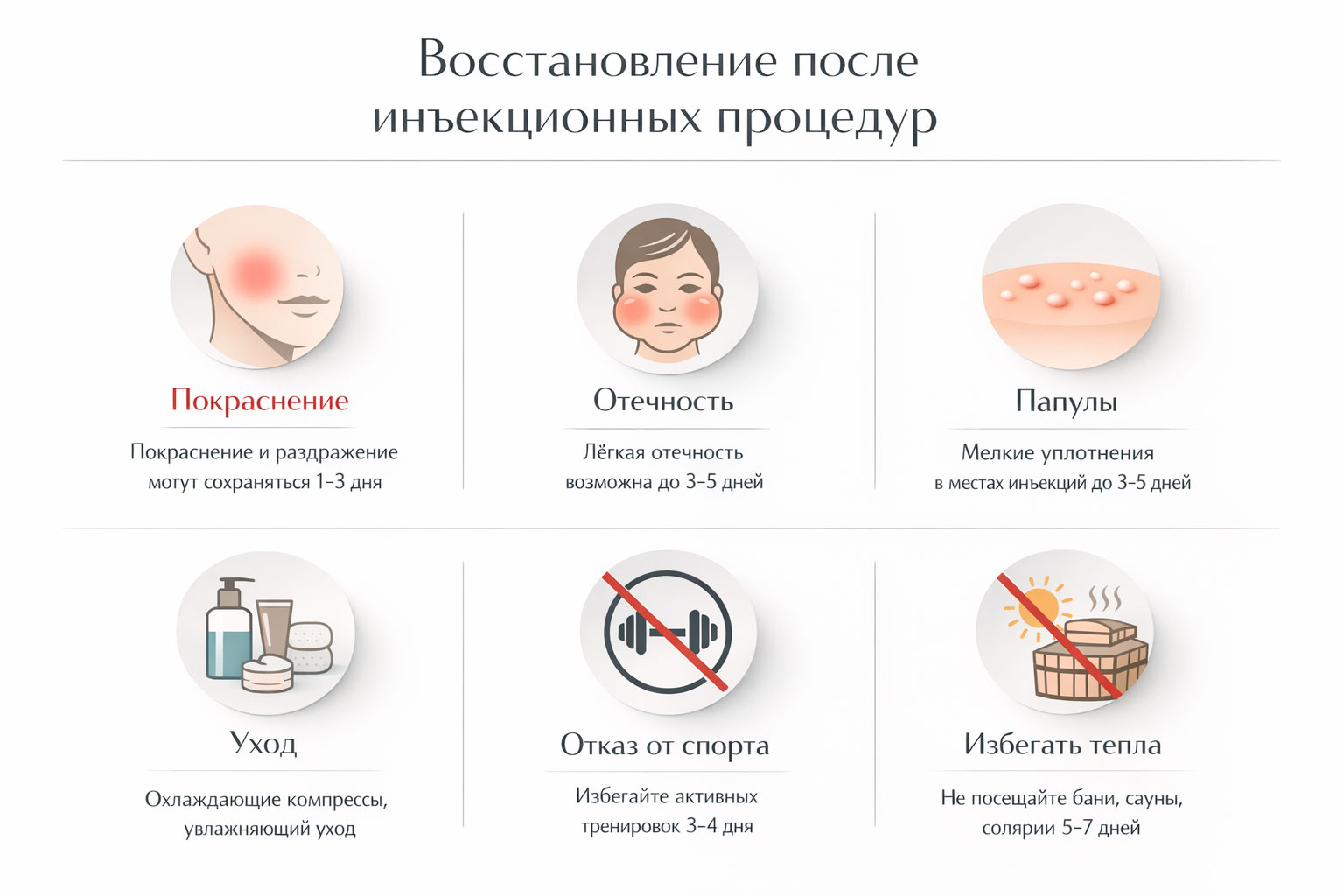 Инфографика по восстановлению после инъекционных процедур