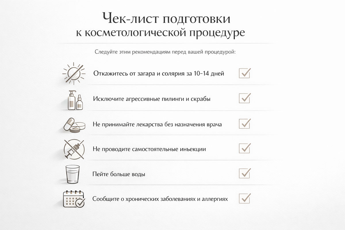 Чек-лист подготовки к процедуре удаления сосудистых звездочек лазером