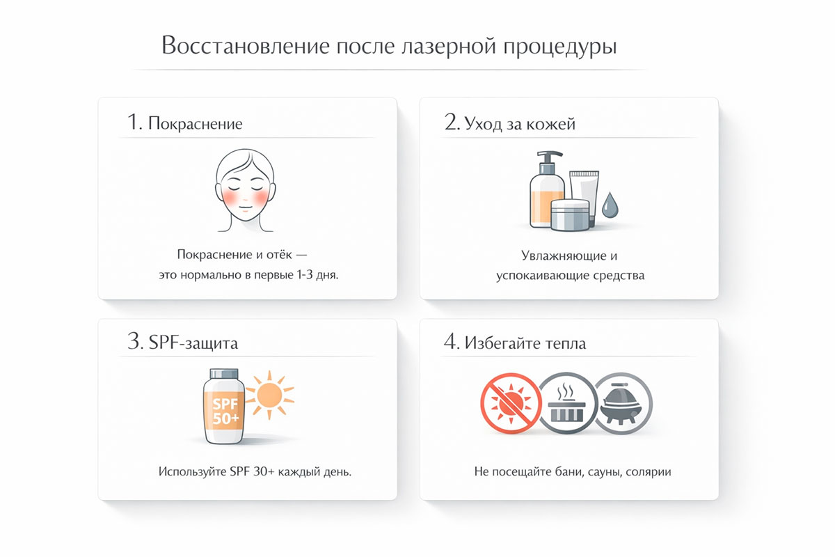 Спокойная инфографика по уходу за кожей после удаления сосудистых звездочек