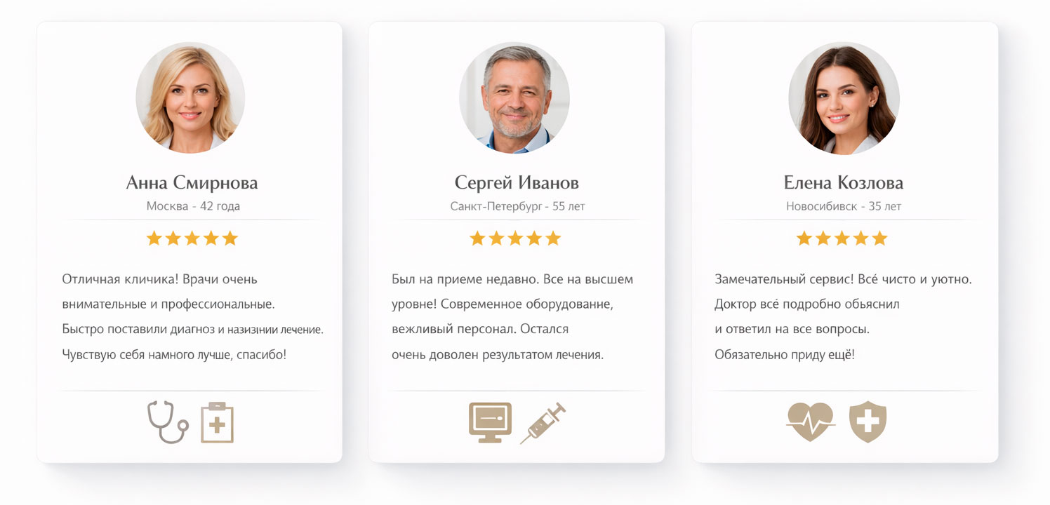 Премиальные карточки отзывов пациентов о лазерном удалении бородавок