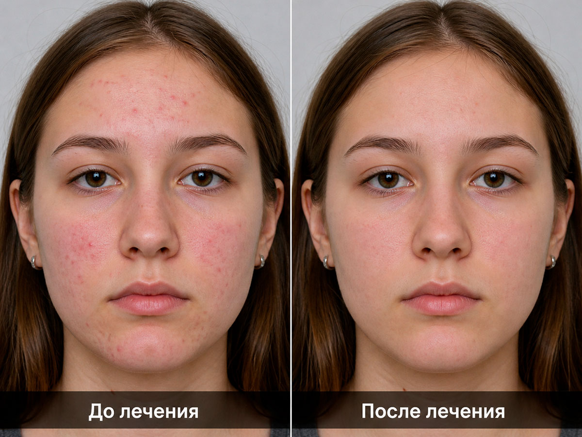 Фото до и после лечения акне у подростка
