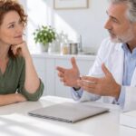 Пациентка обсуждает с врачом домашний уход после процедуры
